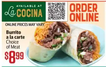 Vallarta Supermarkets Burrito a la carte offer