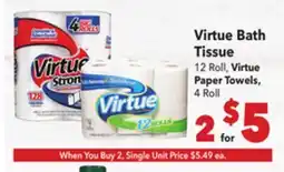 Vallarta Supermarkets Virtue Bath Tissue offer