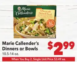Vallarta Supermarkets Marie Callender's Dinners or Bowls offer