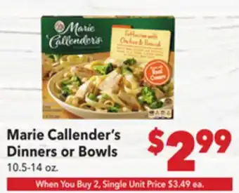 Vallarta Supermarkets Marie Callender's Dinners or Bowls offer