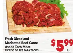 Vallarta Supermarkets Fresh Diced and Marinated Beef Carne Asada Taco Meat / PICADO DE RES PARA TACOS offer