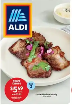 Aldi Fresh Sliced Pork Belly Chicharron offer
