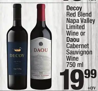 Super King Markets Decoy Red Blend Napa Valley Limited Wine or Daou Cabernet Sauvignon Wine offer