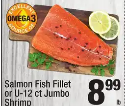 Super King Markets Salmon Fish Fillet or U-12 ct Jumbo Shrimp offer