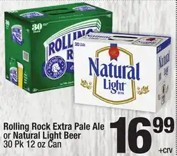 Super King Markets Rolling Rock Extra Pale Ale or Natural Light Beer offer