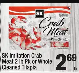 Super King Markets SK Imitation Crab Meat 2 lb Pk or Whole Cleaned Tilapia offer