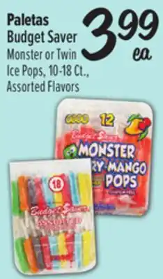 El Super Paletas Budget Saver Monster or Twin Ice Pops offer