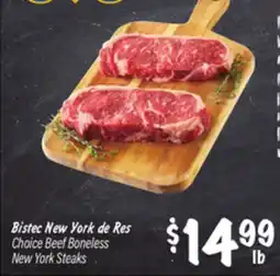 El Super Bistec New York de Res Choice Boneless New York Steaks offer
