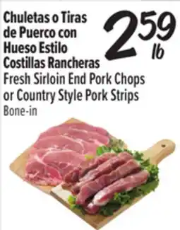 El Super Fresh Sirloin End Pork Chops or Country Style Pork Strips offer