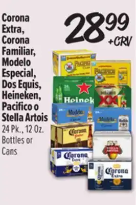 El Super Corona Extra, Corona Familiar, Modelo Especial, Dos Equis, Heineken, Pacifico o Stella Artois offer