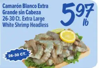 El Super 26-30 Ct. Extra Large White Shrimp Headless offer