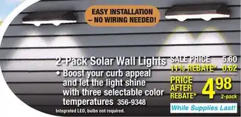Menards 2-Pack Solar Wall Lights offer