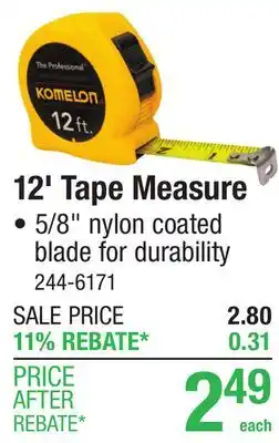 Menards 12' Tape Measure offer