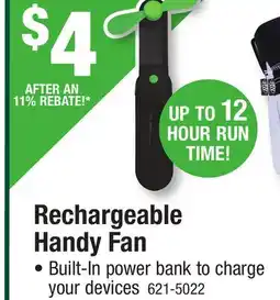 Menards Rechargeable Handy Fan offer