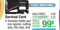 Menards Survival Card offer