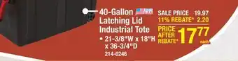 Menards 40-Gallon Latching Lid Industrial Tote offer