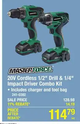 Menards 20V Cordless 1/2 Drill & 1/4 Impact Driver Combo Kit offer