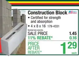 Menards Construction Block offer