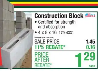 Menards Construction Block offer