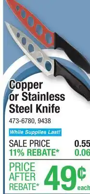 Menards Copper or Stainless Steel Knife offer