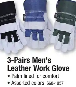 Menards 3-Pairs Men's Leather Work Glove offer