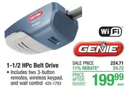 Menards 1-1/2 HPc Belt Drive offer