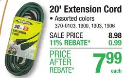 Menards 20' Extension Cord offer