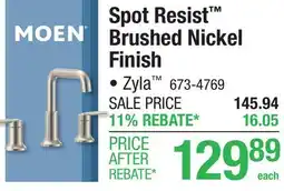 Menards Moen Spot Resist Brushed Nickel Finish Faucet offer