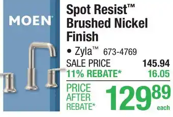Menards Moen Spot Resist Brushed Nickel Finish Faucet offer
