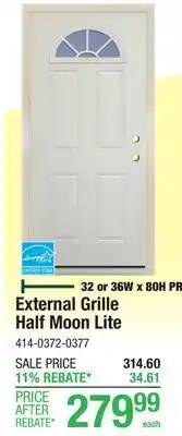 Menards External Grille Half Moon Lite offer