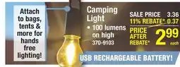 Menards Camping Light offer