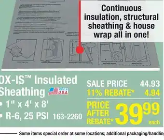 Menards ox-IS Insulated sheathing offer