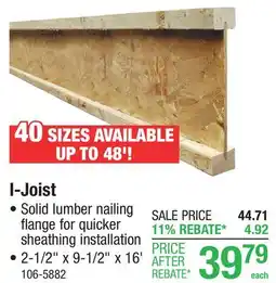 Menards I-Joist offer