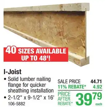 Menards I-Joist offer