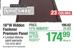 Menards 16W Hidden Fastener Premium Panel offer