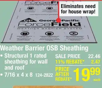 Menards Weather Barrier OSB Sheathing offer