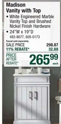 Menards Madison Vanity with Top offer