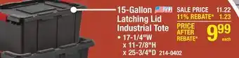 Menards 15-Gallon Latching Lid Industrial Tote offer