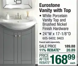 Menards Eurostone Vanity with Top offer