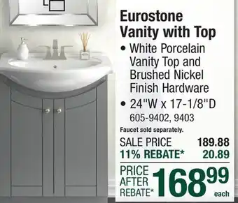 Menards Eurostone Vanity with Top offer