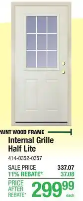 Menards Internal Grille Half Lite offer