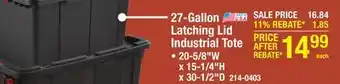 Menards 27-Gallon Latching Lid Industrial Tote offer