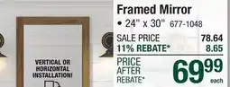 Menards Framed Mirror offer