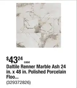 The Home Depot Daltile Renner Marble Ash 24 in. x 48 in. Polished Porcelain Floor and Wall Tile (15.5 sq. ft./case) offer