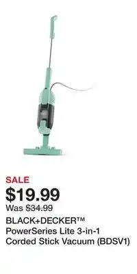 Kohl's BLACK+DECKER PowerSeries Lite 3-in-1 Corded Stick Vacuum (BDSV1) offer