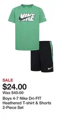 Kohl's Boys 4-7 Nike Dri-FIT Heathered T-shirt & Shorts 2-Piece Set offer