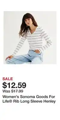 Kohl's Women's Sonoma Goods For Life Rib Long Sleeve Henley offer