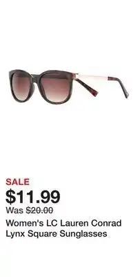 Kohl's Women's LC Lauren Conrad Lynx Square Sunglasses offer