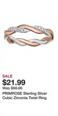 Kohl's PRIMROSE Sterling Silver Cubic Zirconia Twist Ring offer