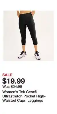 Kohl's Women's Tek Gear Ultrastretch Pocket High-Waisted Capri Leggings offer